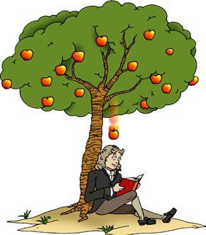 Newton under apple tree